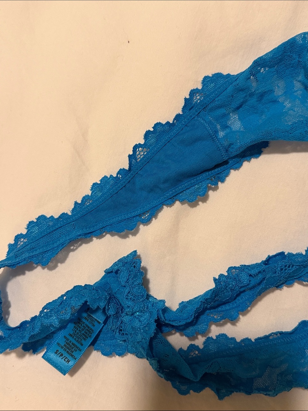 Skims Blue Lace Underwire Bra & Thong Set - size 34A and Small - Picture 5 of 5